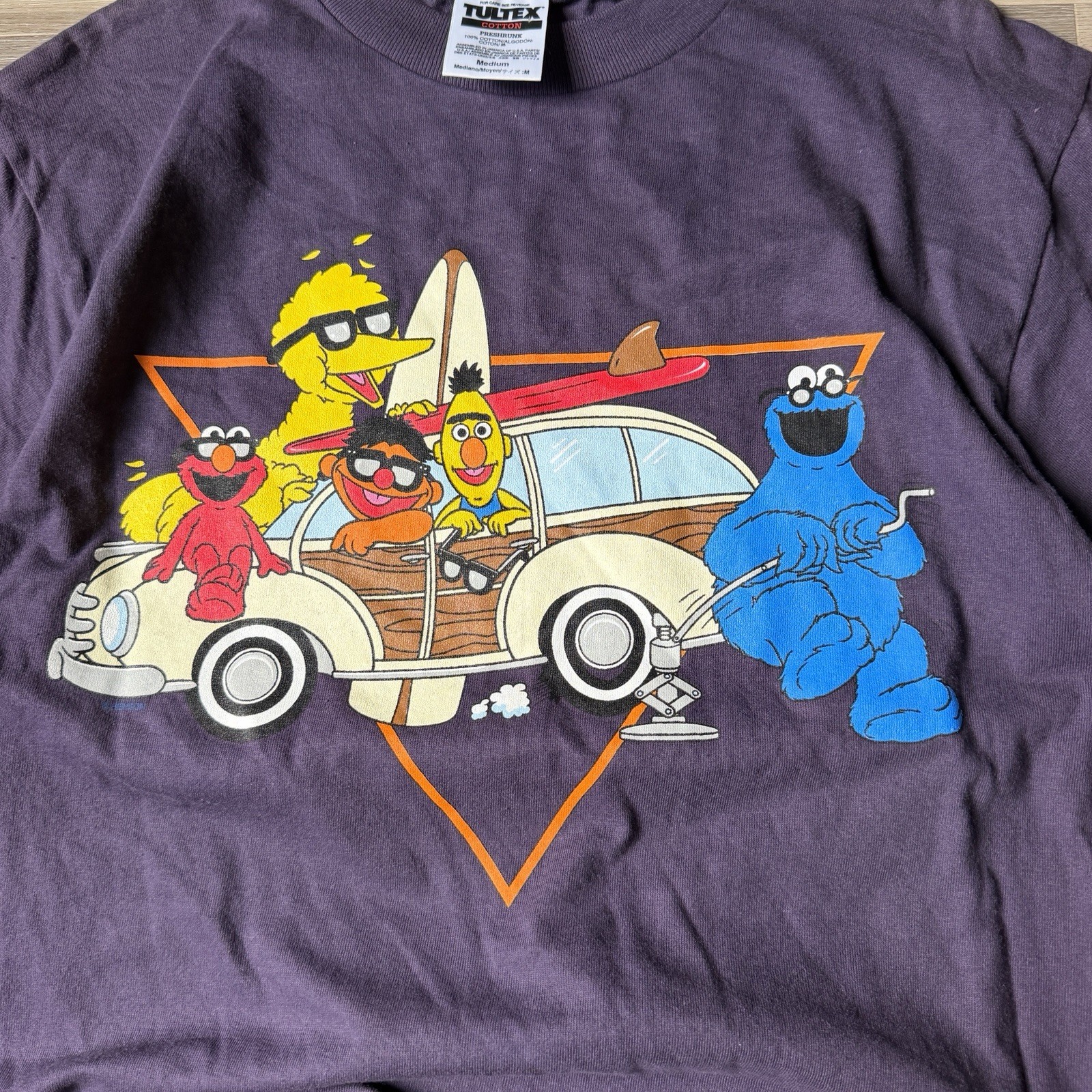 Vintage 90s Sesame Street T-shirt BNWOT Size M 19x29 Tultex Mens Purple gallery
