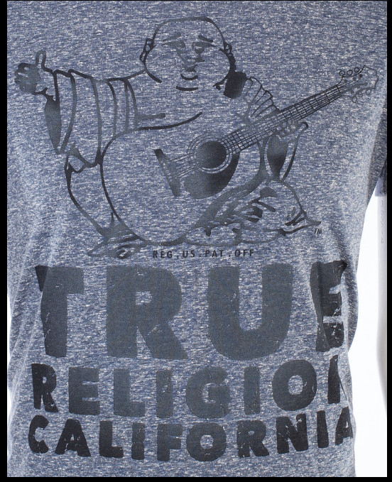 $89 TRUE RELIGION Indigo CALIFORNIA BUDDHA Short Sleeve Graphic T-shirt NWT gallery