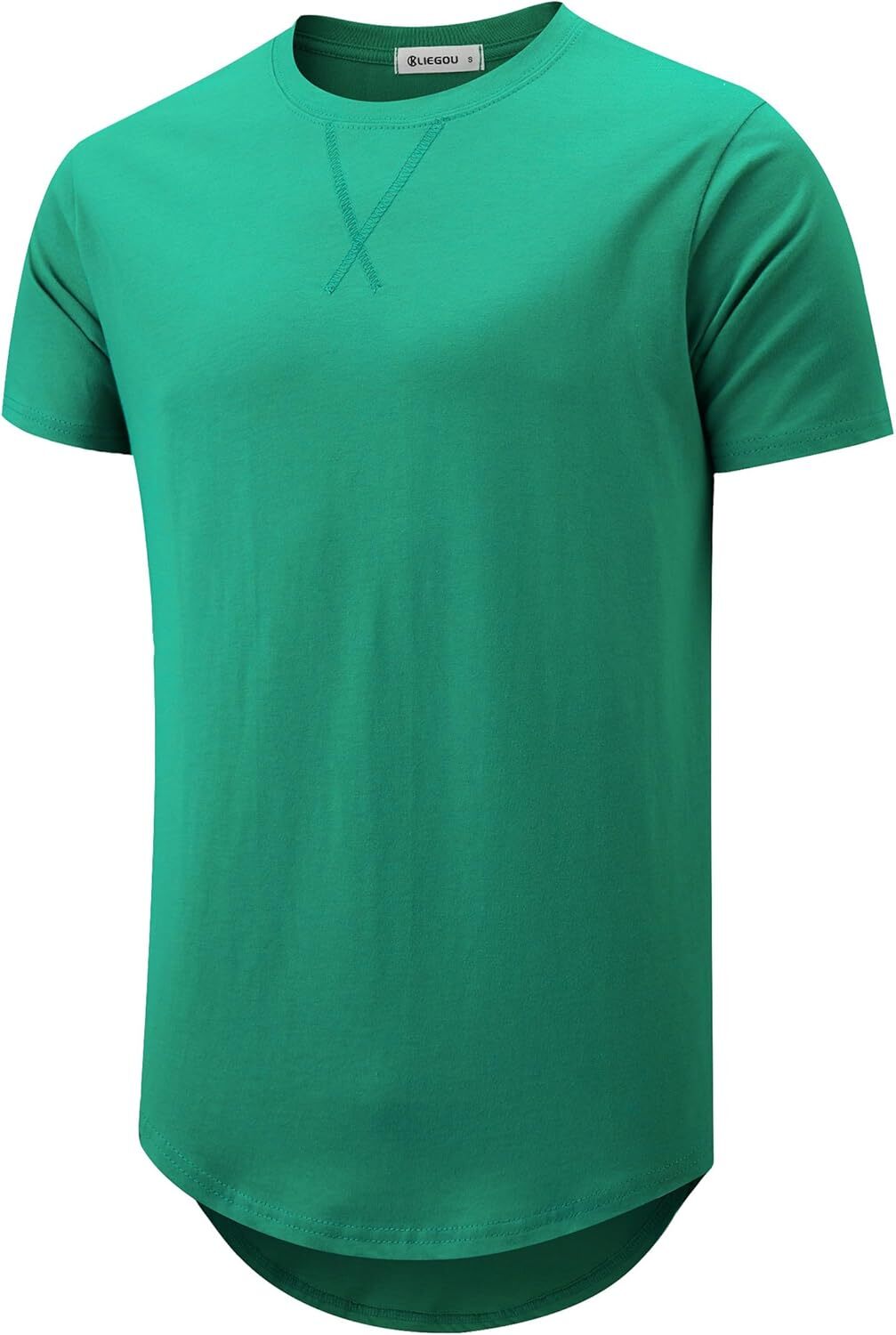 Mens 100% Cotton Pre-Shrunk Longline Crewneck T-Shirt Hip Hop Urban Style S-4XL gallery