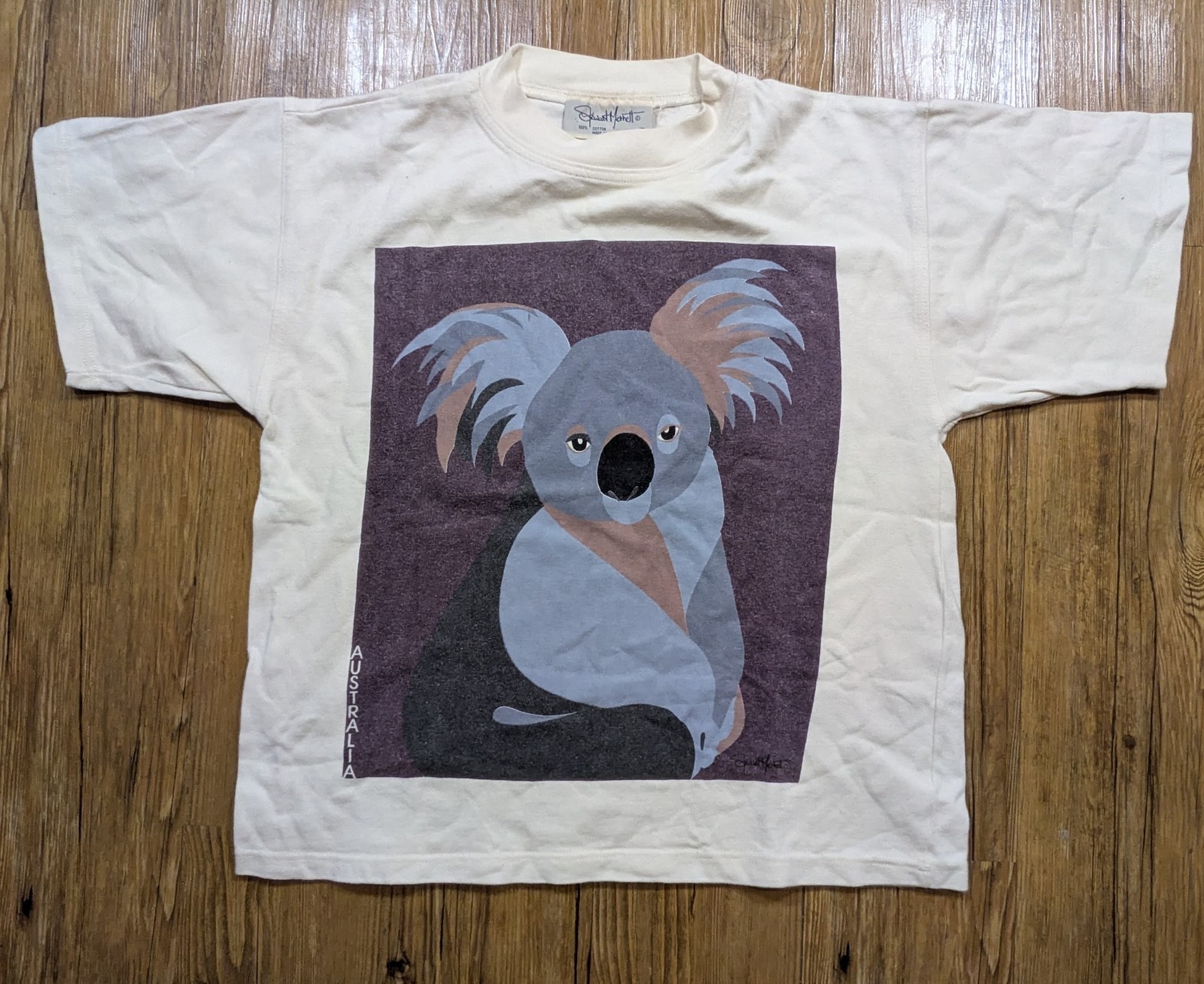 Vintage Stewart Merrett Australian Shirt Koala Short Sleeve Crew Neck Size S B78
