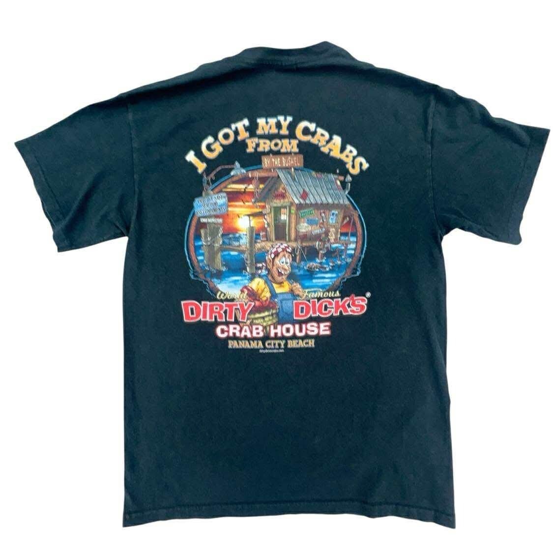 Dirty Dicks Crab House Panama City Beach Black Graphic T-Shirt Medium Gildan gallery