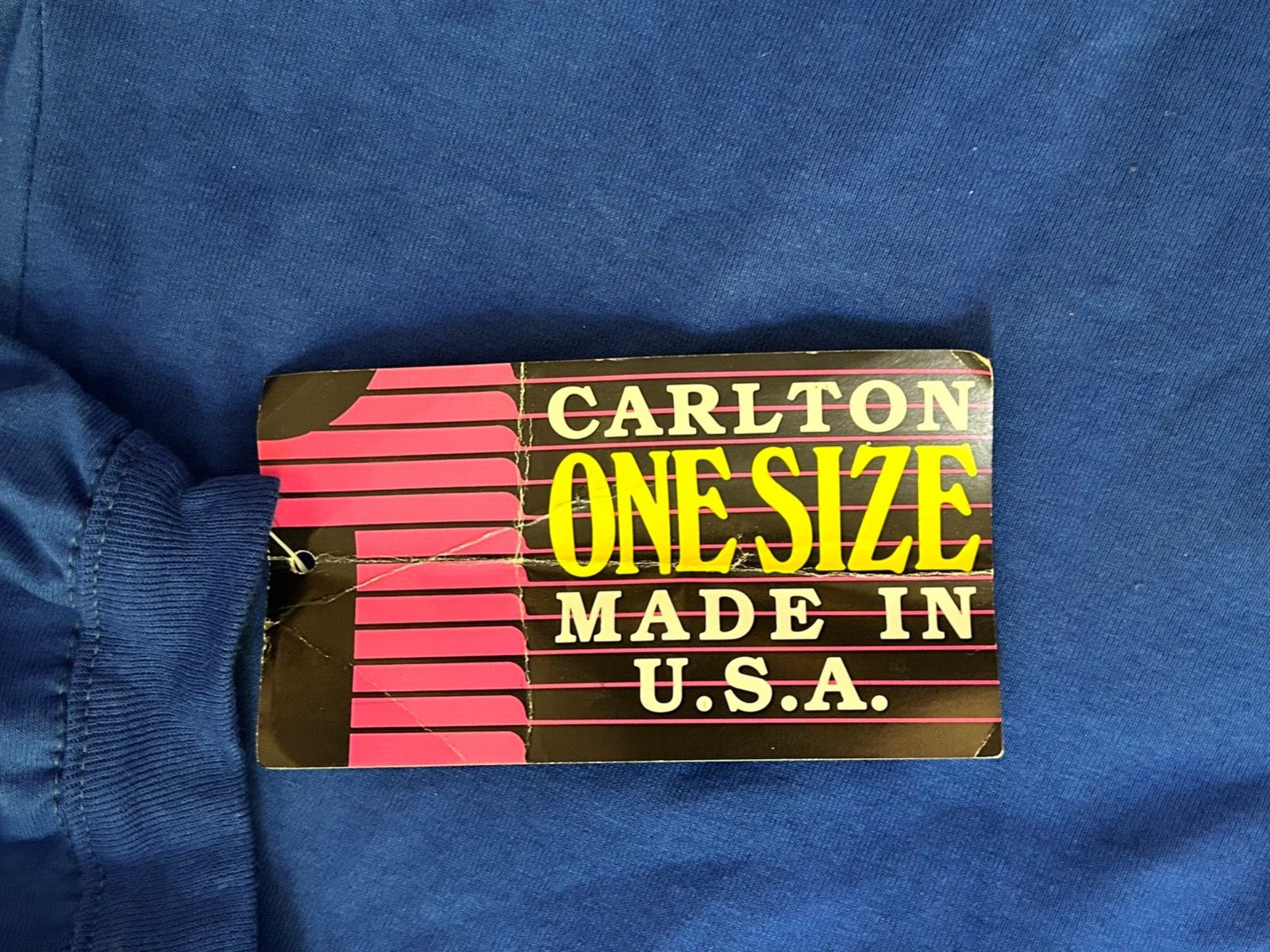VTG Carlton Tee Shirt Mens Blue 2XL Ribbed Cuff Short Sleeve 80s T-Shirt USA gallery