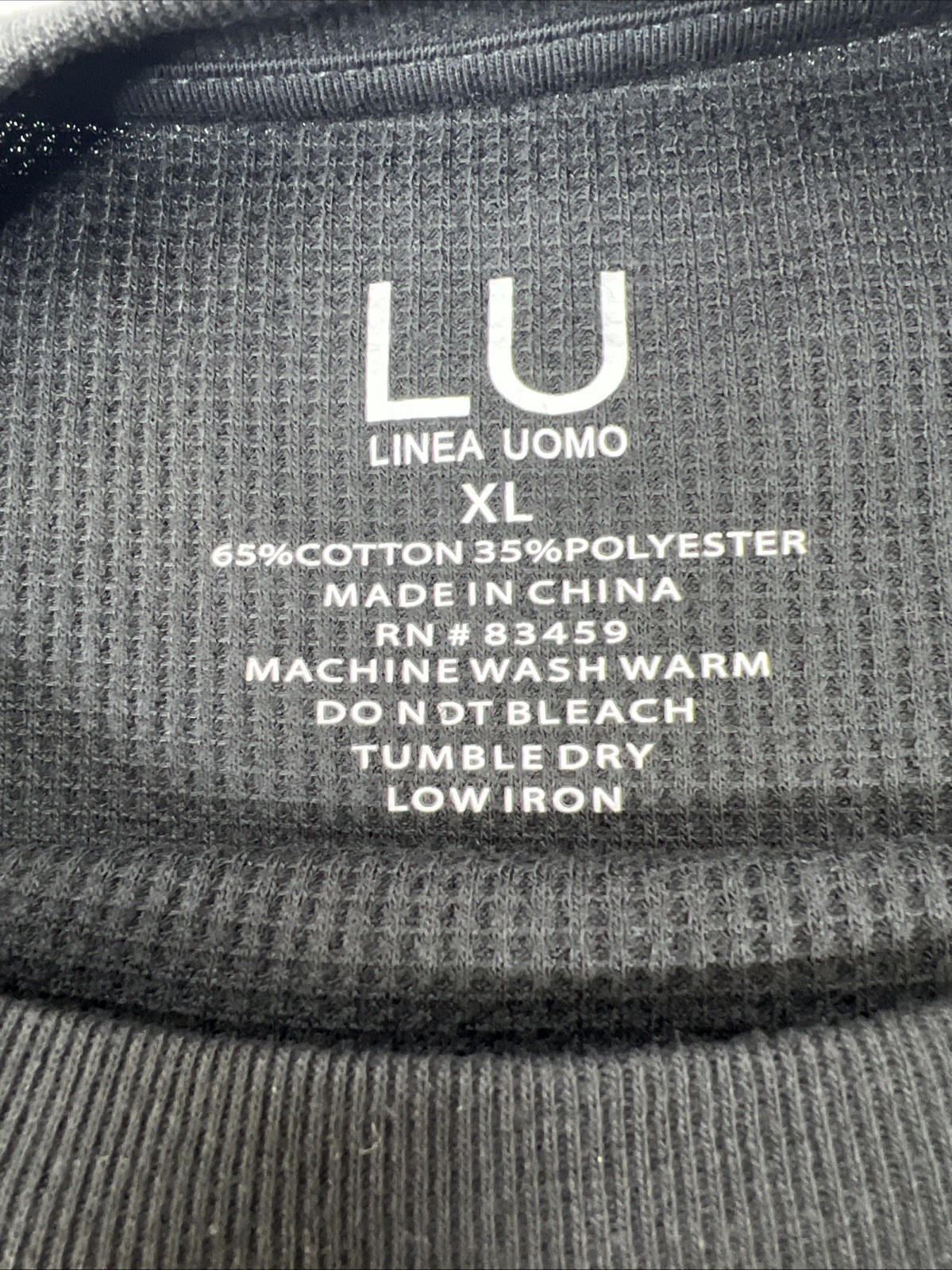 Linea Uomo Black Waffle Knit Thermal V-Neck Size XL gallery