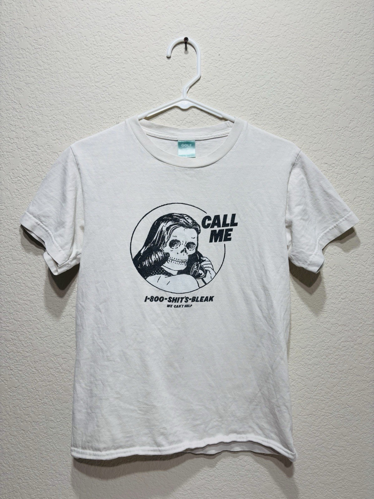 Golf Wang T Shirt Small White Call Me Bleak Skull