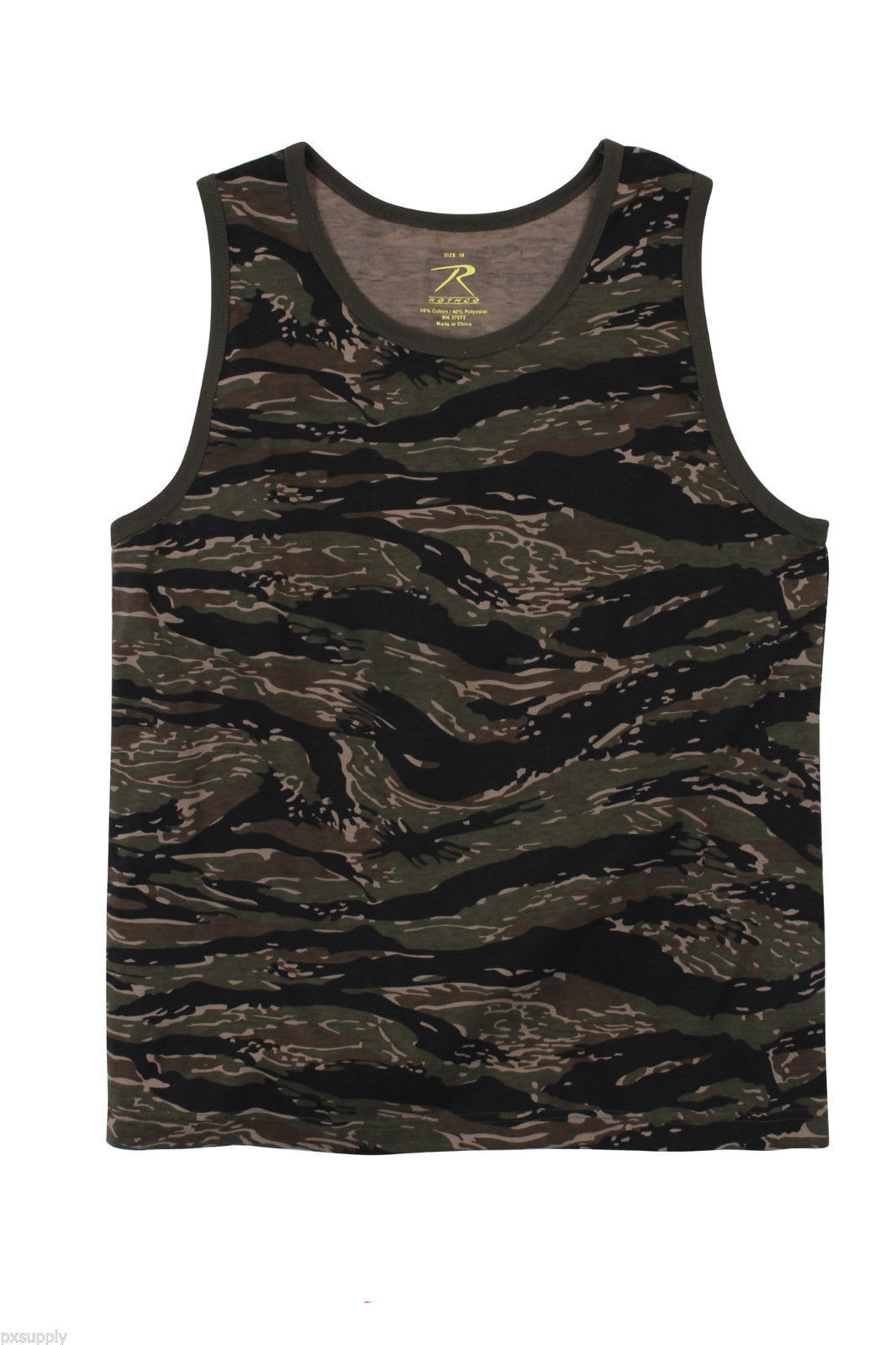 ROTHCO 8723 MENS TIGER STRIPE CAMO TANK TOPS COTTON/POLY TSHIRT ARMY S M L XL 2X gallery