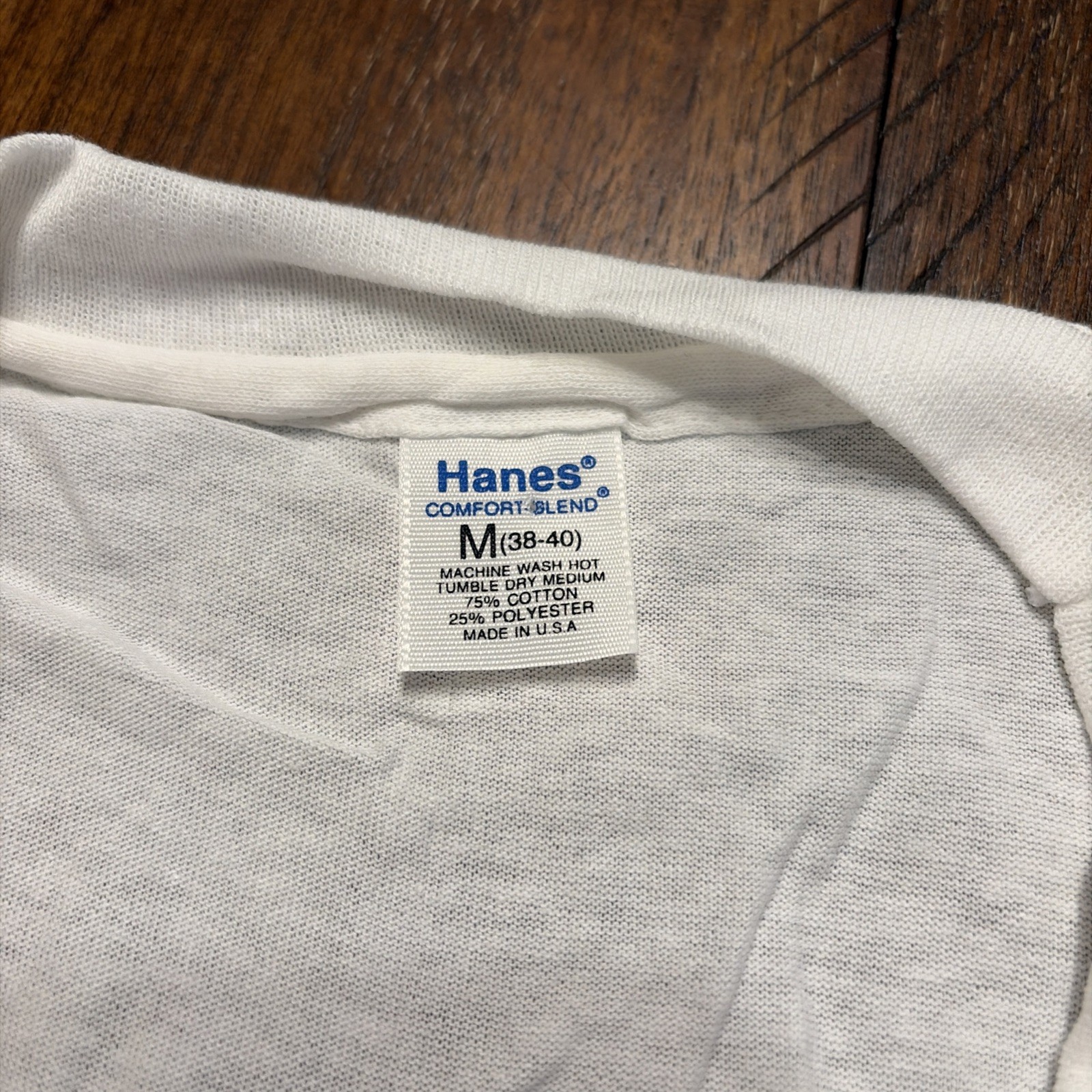 Hanes Vintage 80s Comfort Blend T-Shirt V Neck Men's M Undershirt Made USA 14 gallery