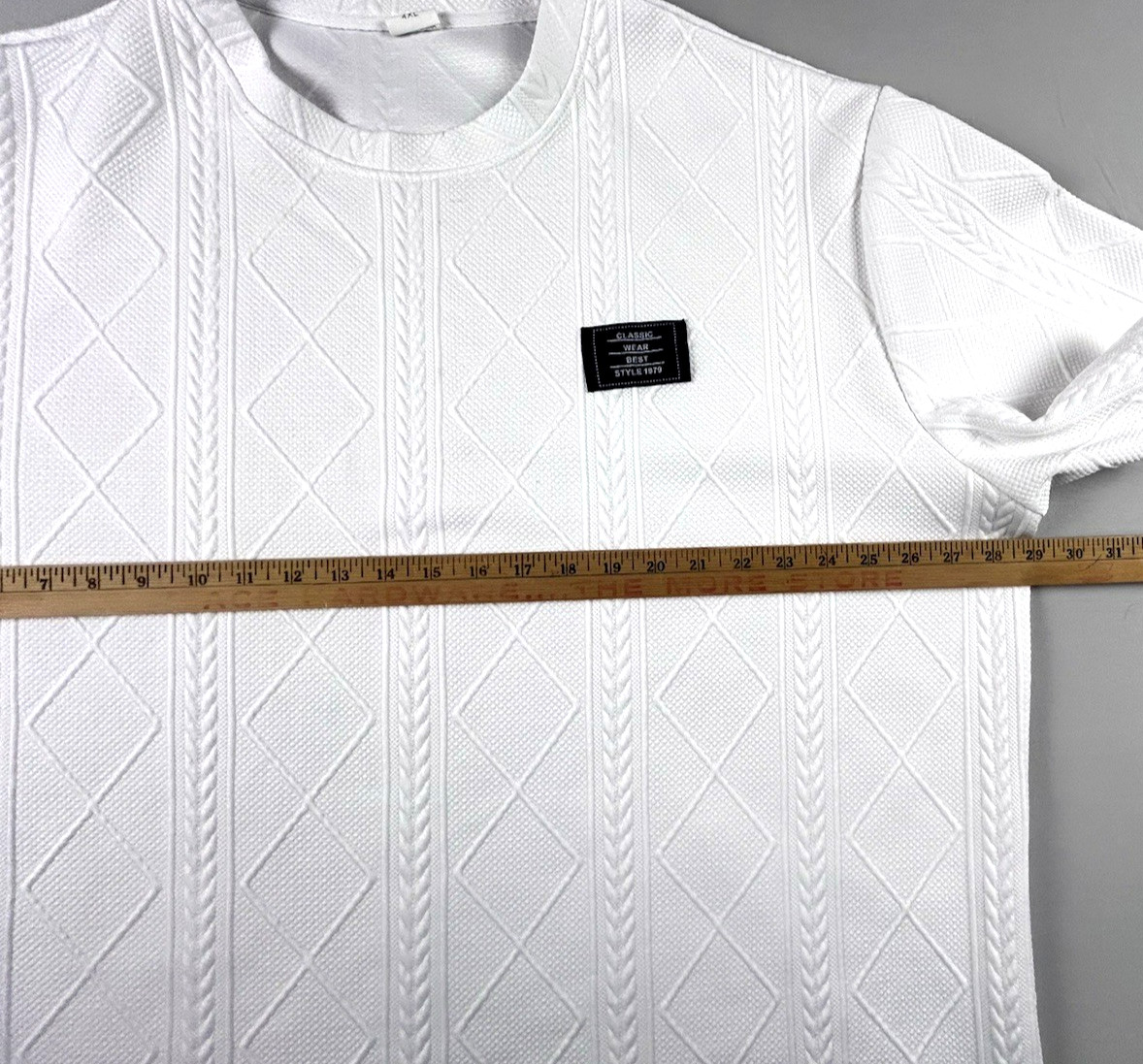 4 XL textured fabric t shirts shorts sleeve white gallery