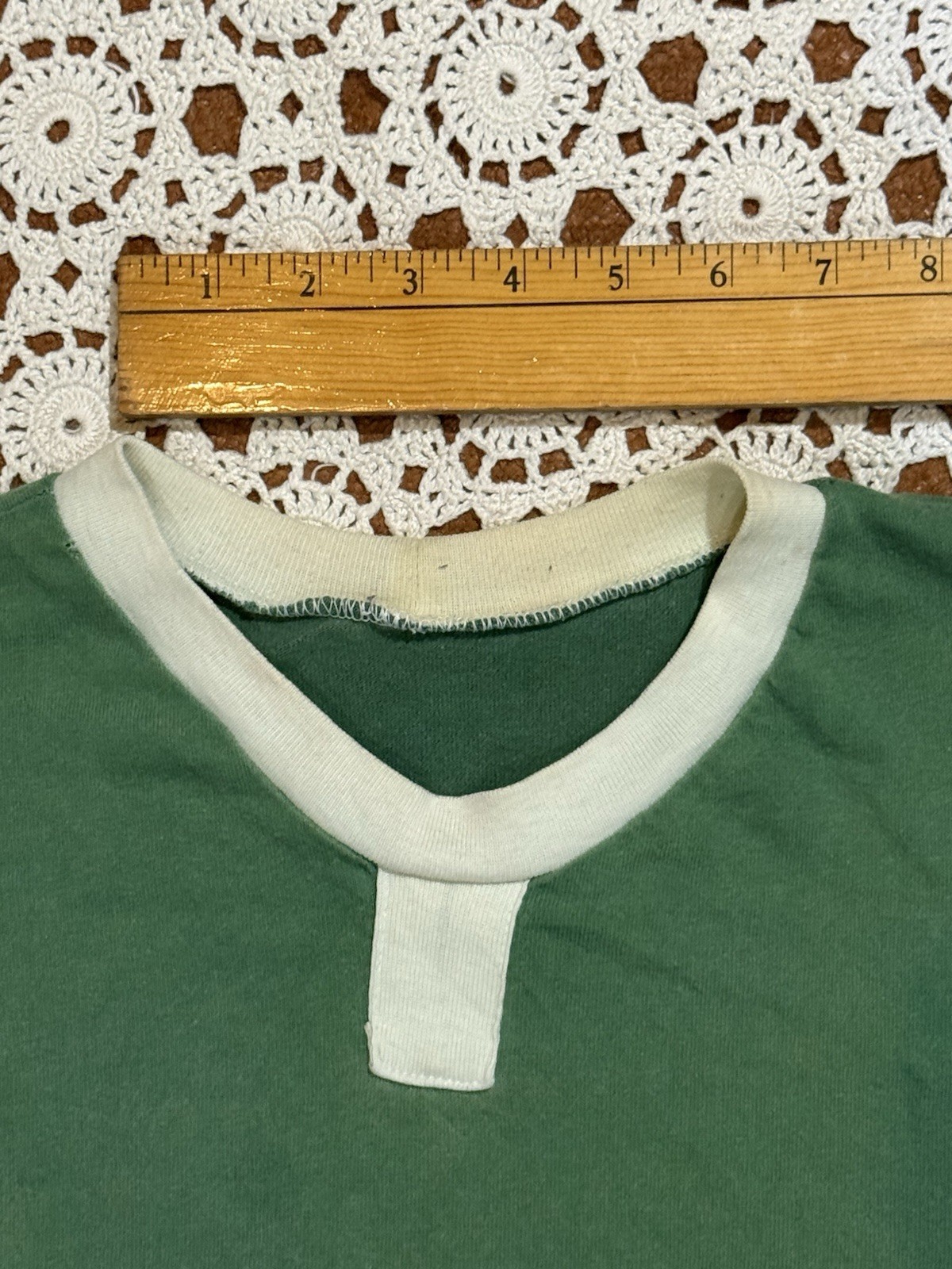 Sew Sporty Green Athletic USA Retro Shirt Worn Ringer T gallery