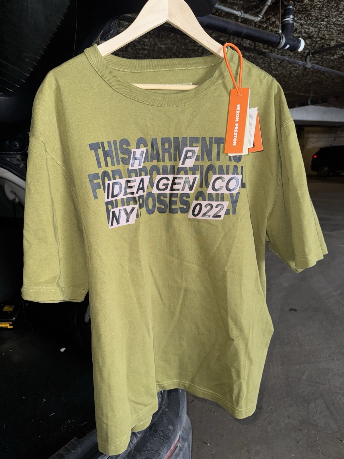 Heron Preston Olive Green T-Shirt Size XS