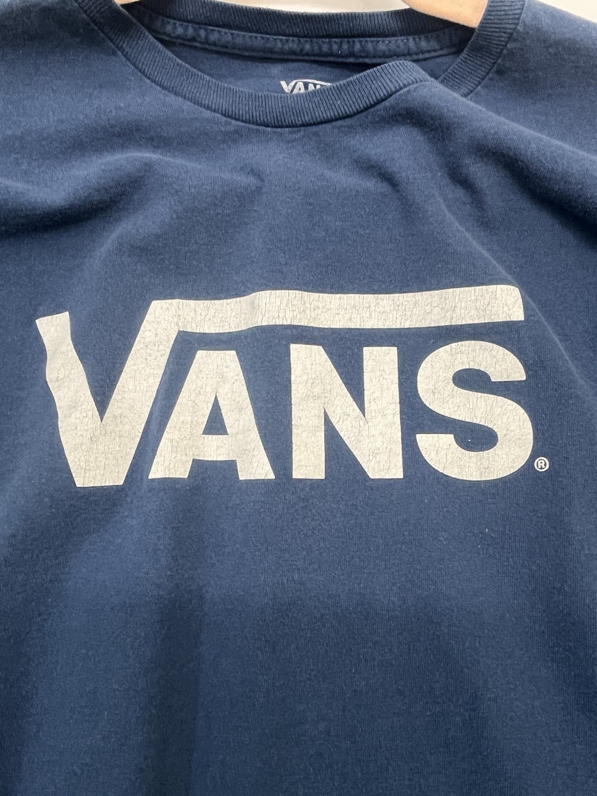 VANS Short Sleeve Cotton T-Shirt Mens M With White Vans Logo Blue gallery