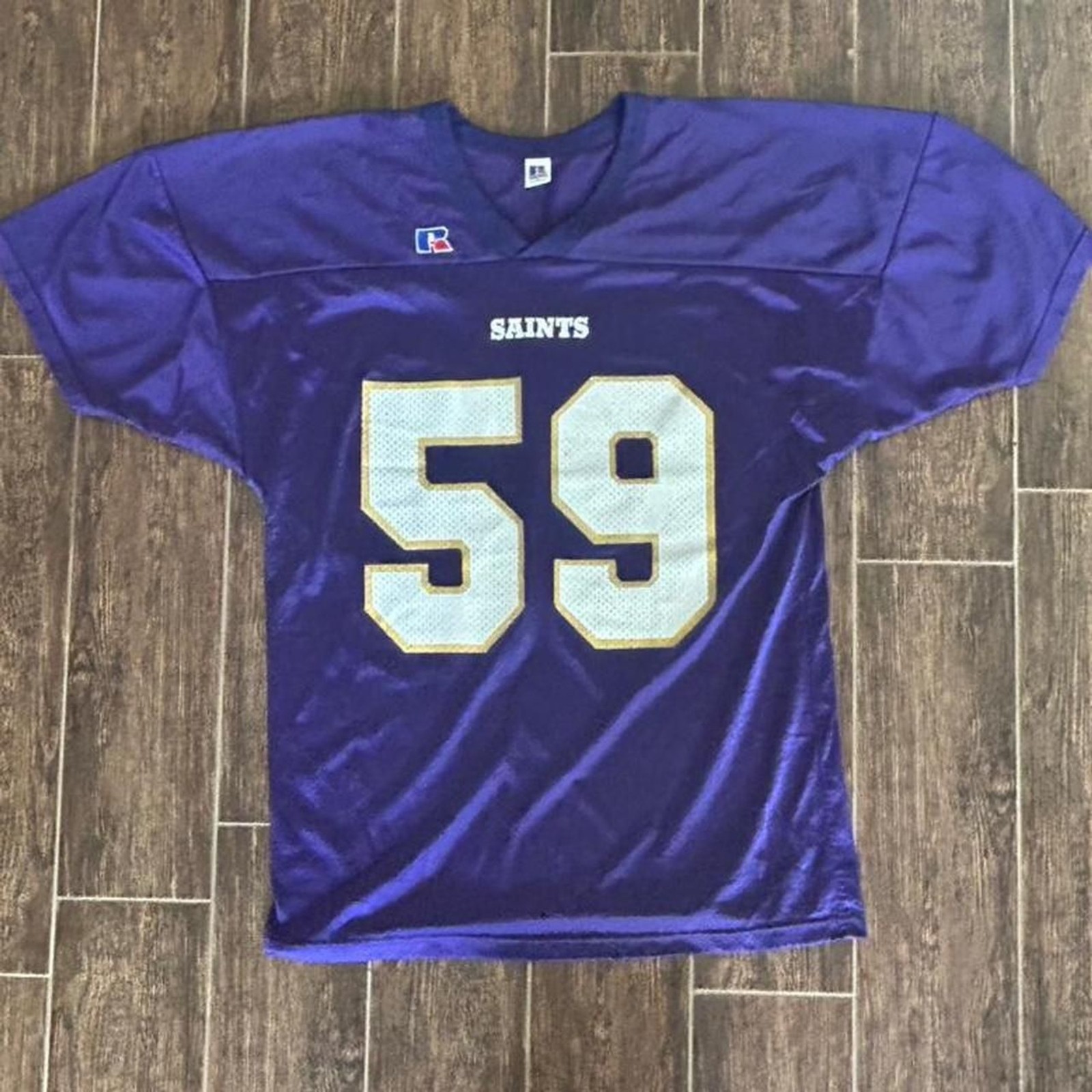 Vintage/Y2K Russell Athletic New Orleans Saints purple jersey 59 Size XL gallery