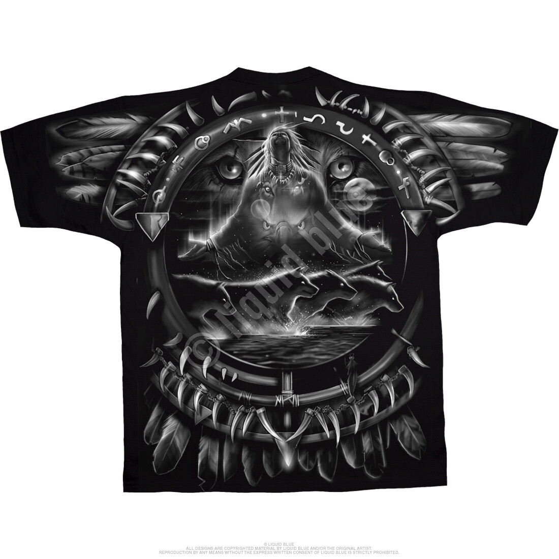 WOLF DREAMCATCHER-2 SIDED Big Print-T-SHIRT S-M-L-XL-XXL,3X-4X,5X,6X Mystical gallery