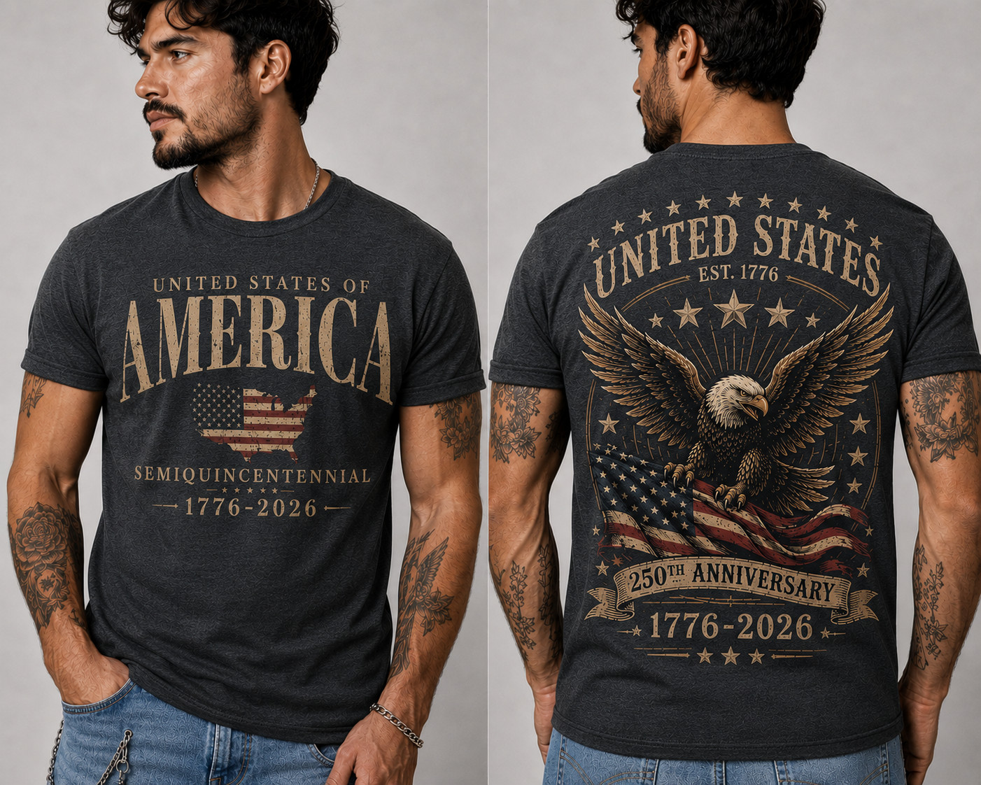 250 Years American Flag Bald Eagle 250th Anniversary USA T-Shirt Size S-5XL gallery