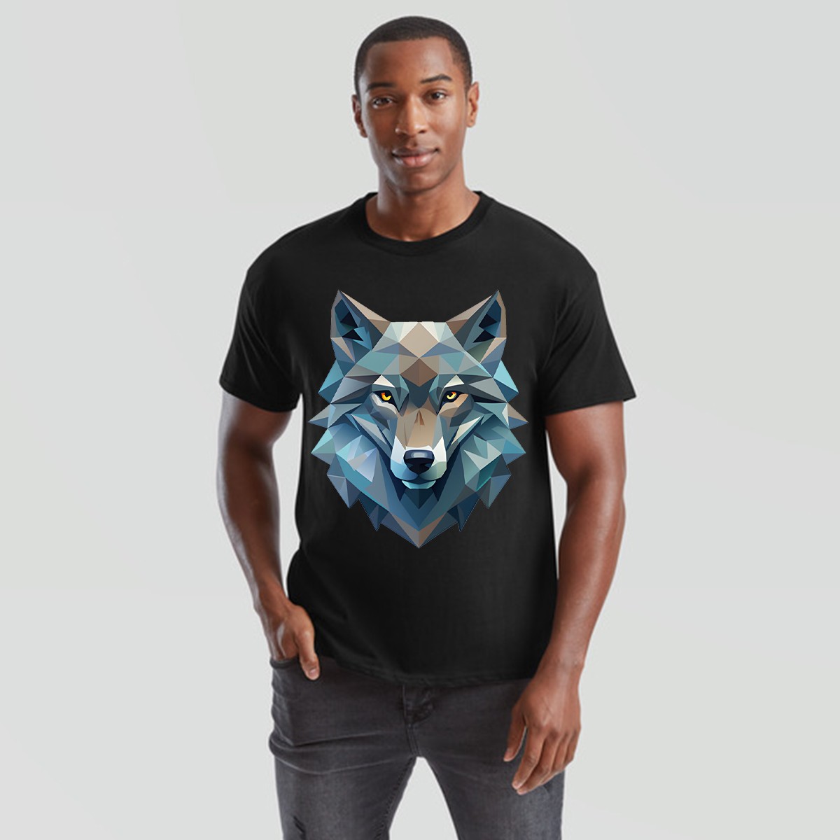 Wolf Geometric Wolves Animals Mens T-Shirt Polygonal Design gallery