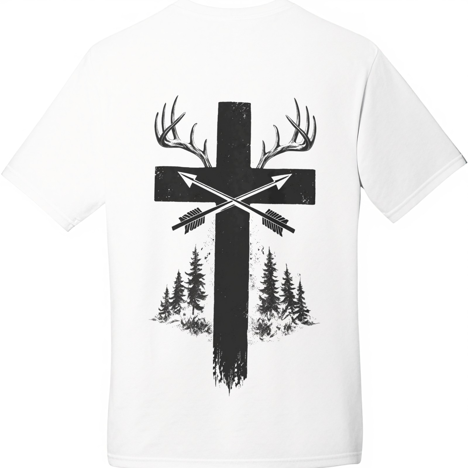 Vintage Faith Hunt Print T-Shirt-Antler Cross Outdoors Unisex Tee Free Shipping gallery