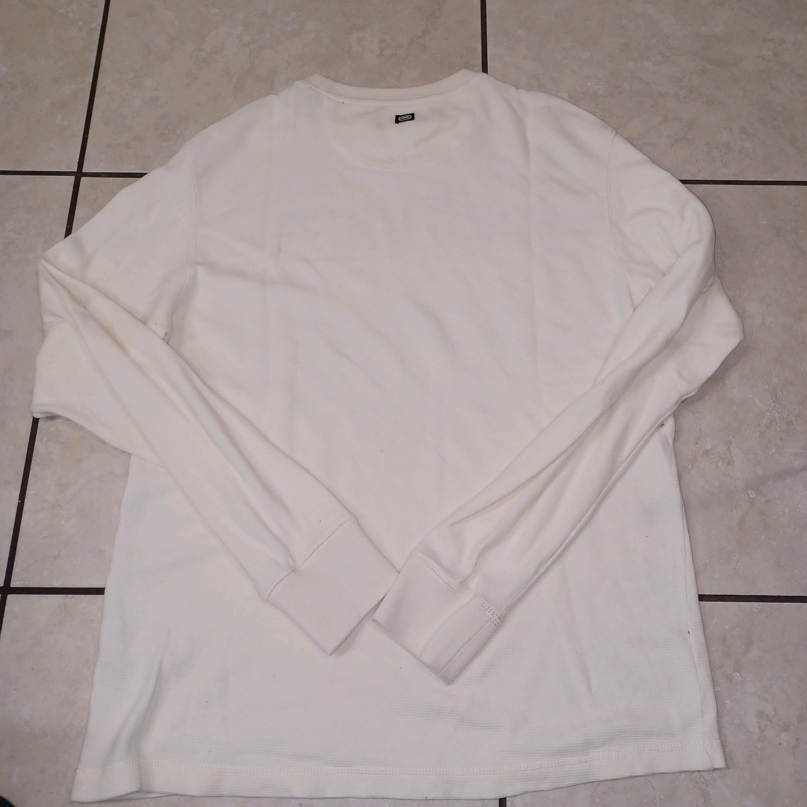 Ecko Ultd Embroidered Waffle Knit Thermal Long Sleeve Sz L White Y2K gallery