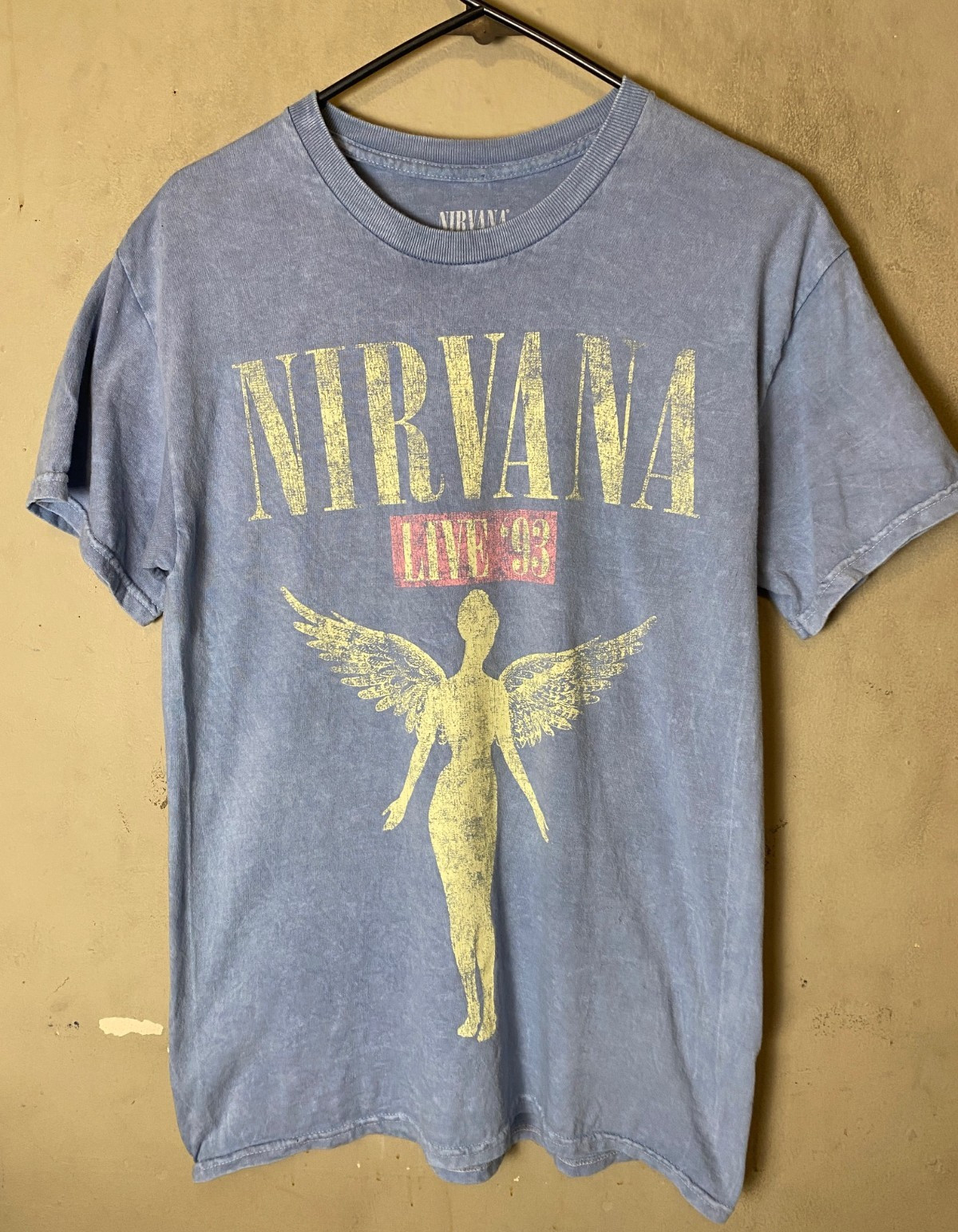 NIRVANA In Utero Live 93 Tour Dates & Art Grunge Tee Acid Wash Blue SZ M gallery
