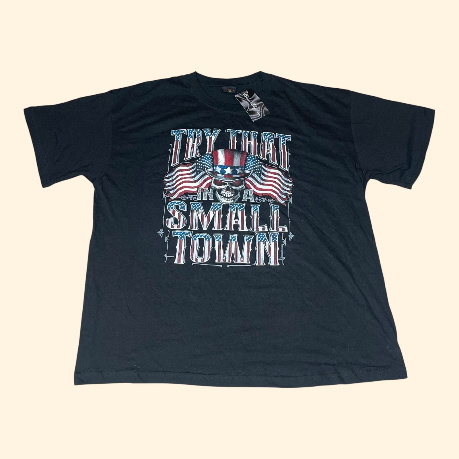 Hot Leathers Mens Try That In A Small Town Skull Graphic T-Shirt Black 3XL NEW gallery