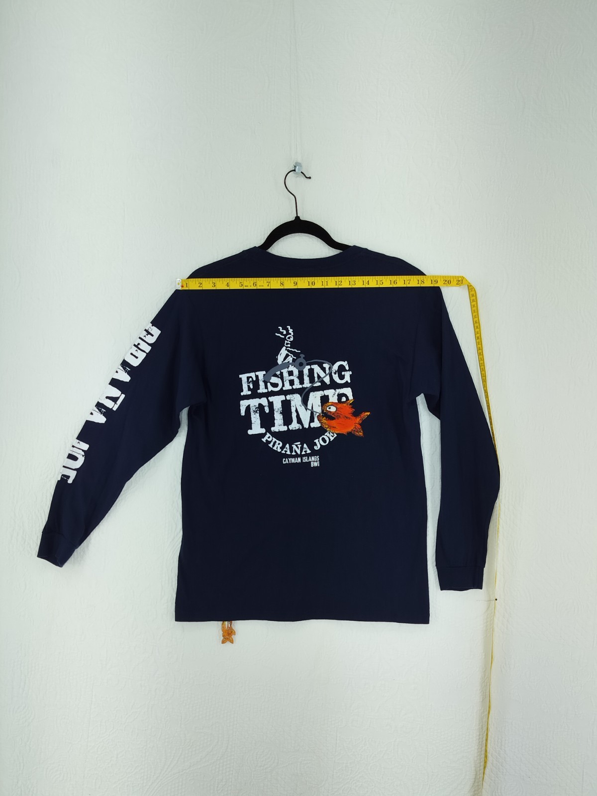 Pirana Joe Fishing Time Cayman Islands Shirt Youth Medium Blue Beach 2192 gallery
