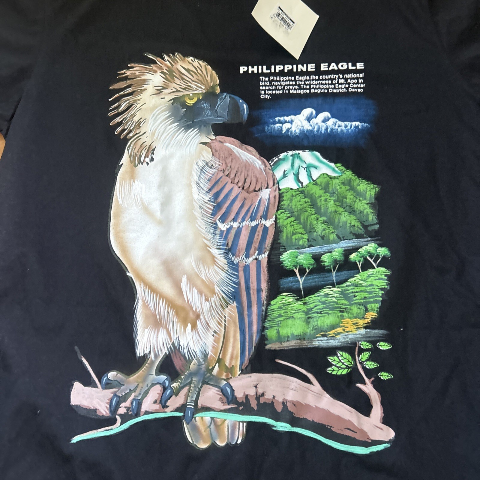 Philippine Eagle Shirt Hand Printed dibuho Short Sleeve T-Shirt Sz XL black gallery