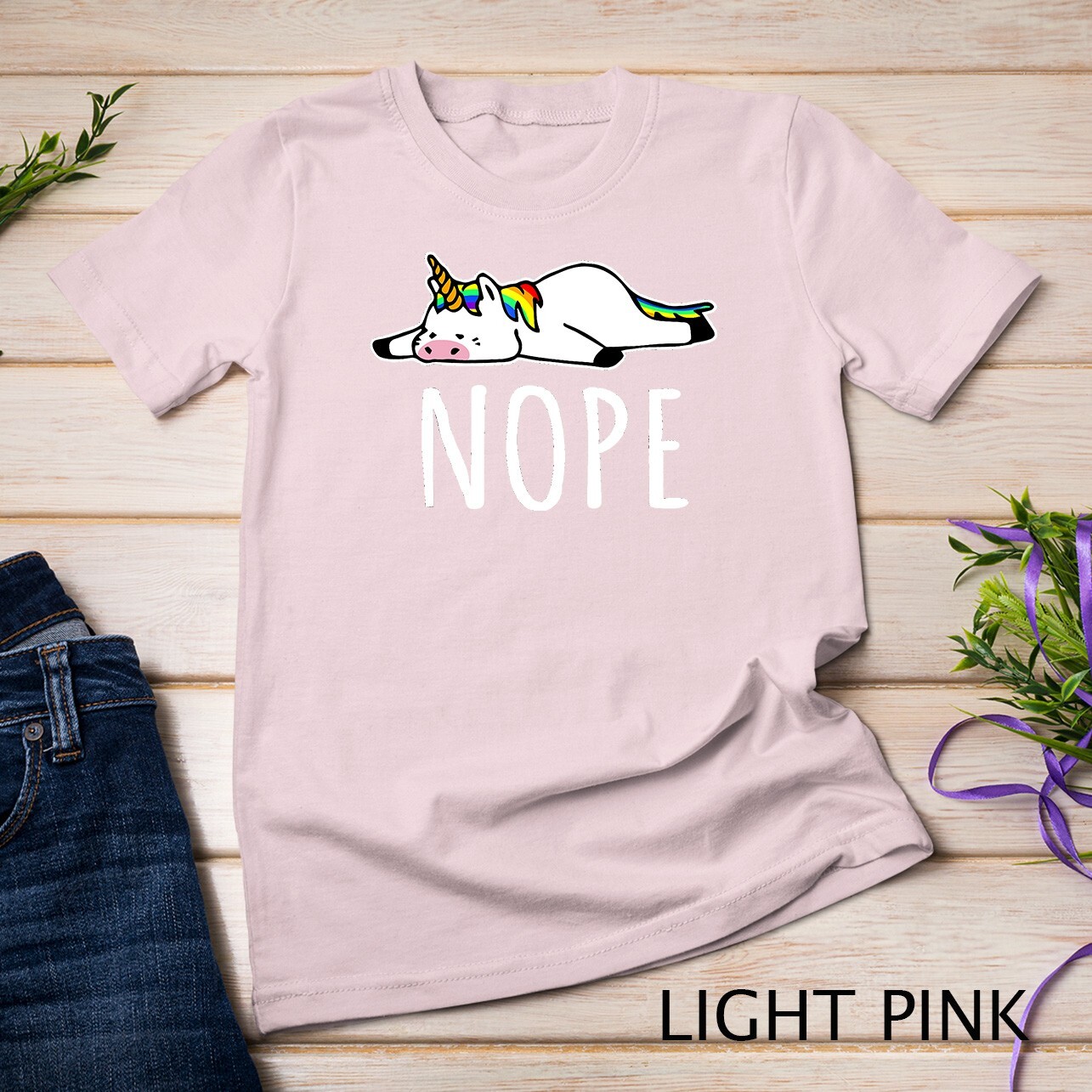Nope Unicorn T-Shirt Nah Not Gonna Do It, Funny Lazy Gift Unisex T-shirt gallery