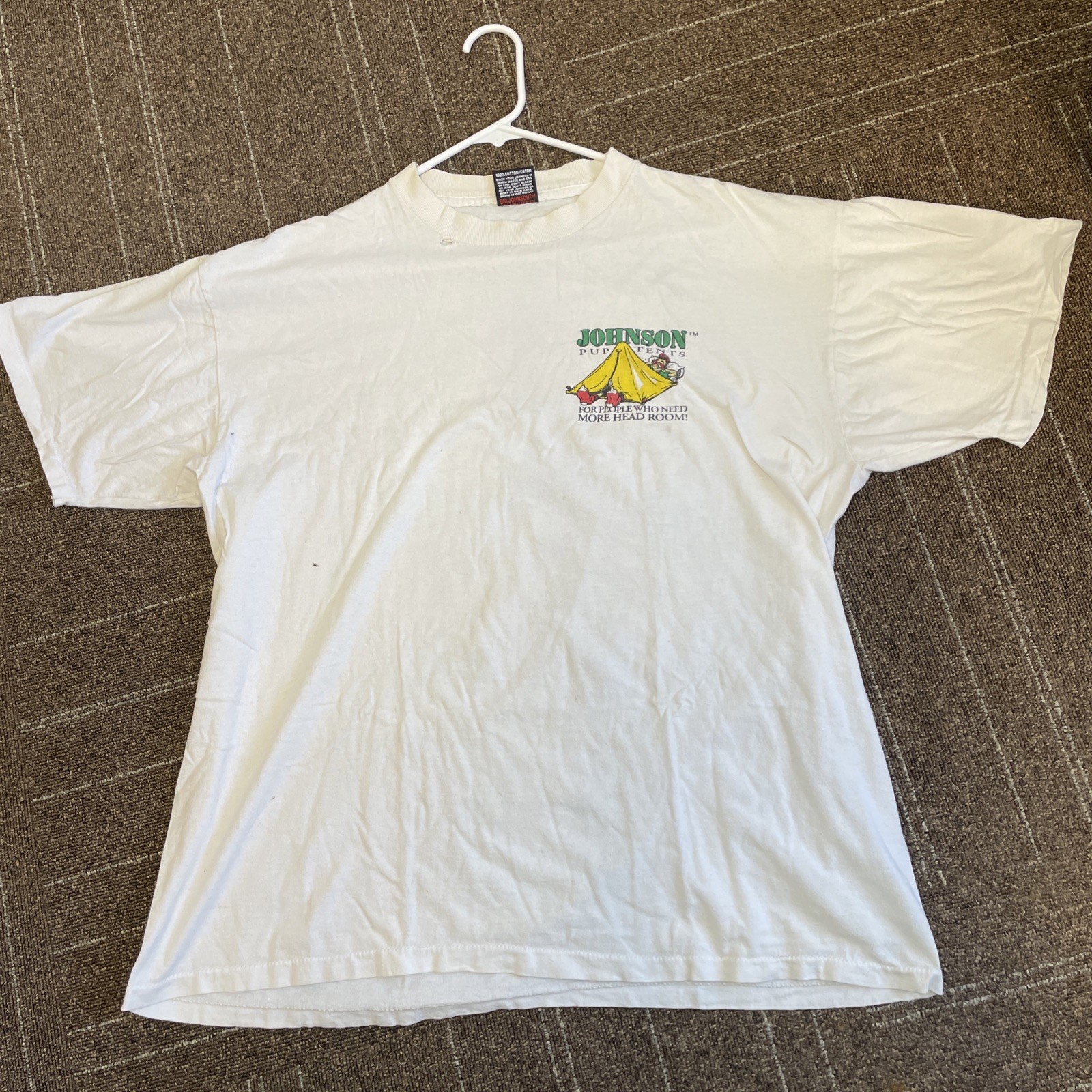 Vintage 90s BIG JOHNSON Pup Tents T-Shirt Single Stitch Camping Distressed gallery