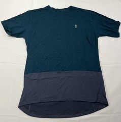 Men’s Small Superlight T-Shirt 110 GRMerino Wool Two Tone Blue Gray Color Block