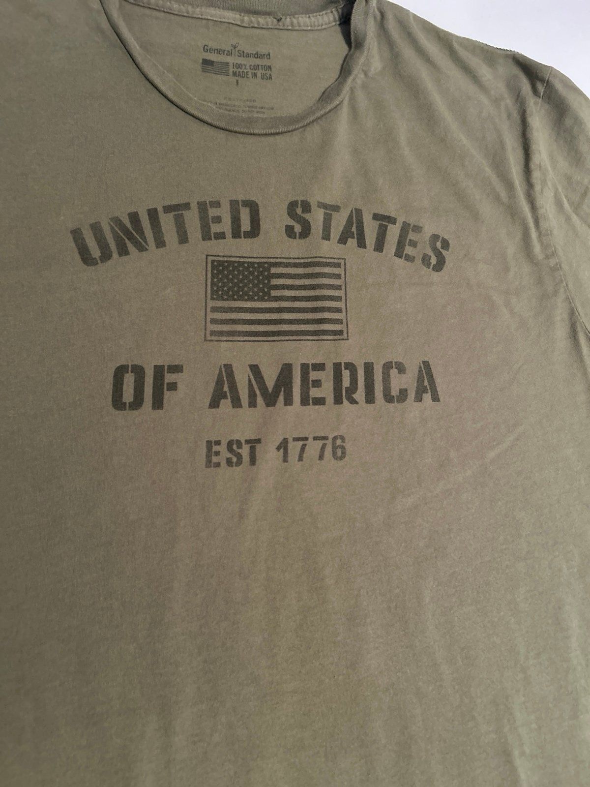 General Standard Men’s Olive Green "United States of America" Graphic T-Shirt LG gallery