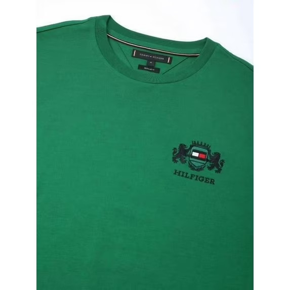 Tommy Hilfiger Men's Big & Tall Embroidered Hilfiger Crest T-Shirt Green-3XLT gallery