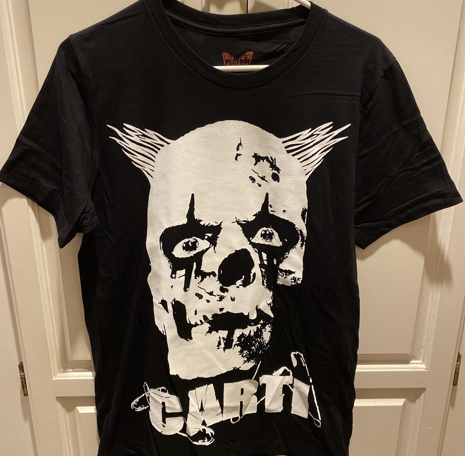 Playboi Carti T Shirt Clown Skull Medium Black Front and Back Graphics RARE! gallery