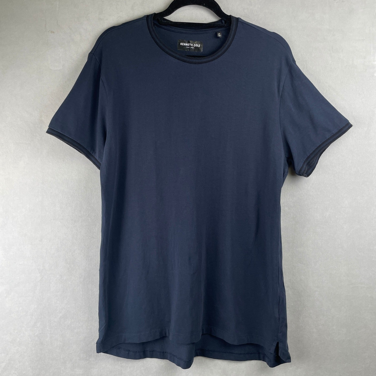 Kenneth Cole New York Men Navy Blue Cotton Stretch Crew Neck Chic T-Shirt Size M gallery