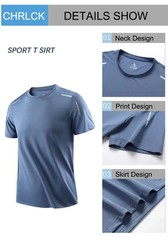CHRLCK Men’s Running Quick Drying T-shirts Breathable Hiking Fishing Tees