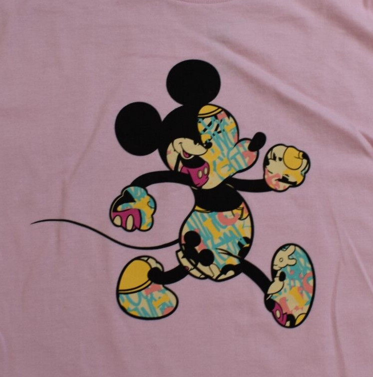 Neff x Disney Mens Mickey Mouse Cartoon Fill Pink Shirt New S, L gallery