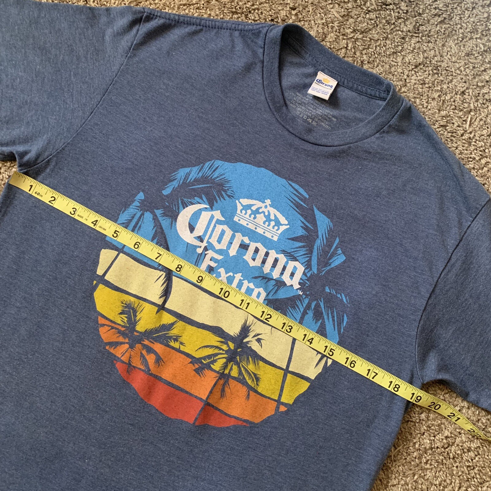 Corona Shirt Mens Medium Blue Casual Crew Neck Beach Fishing Outdoor Camp Tee gallery
