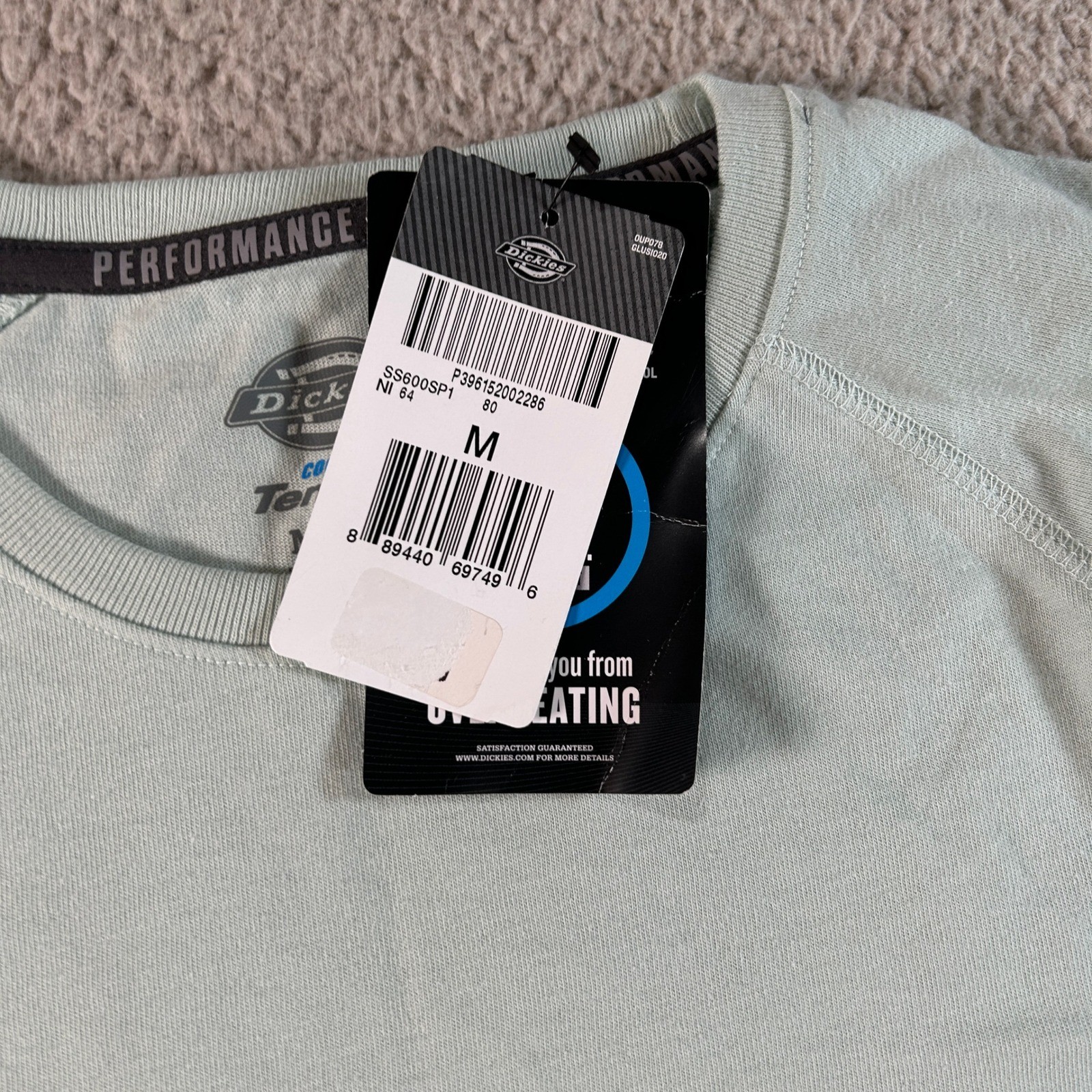 Dickies Cooling Temp IQ Performance T Shirt Mens Medium M Light Blue Pocket New gallery