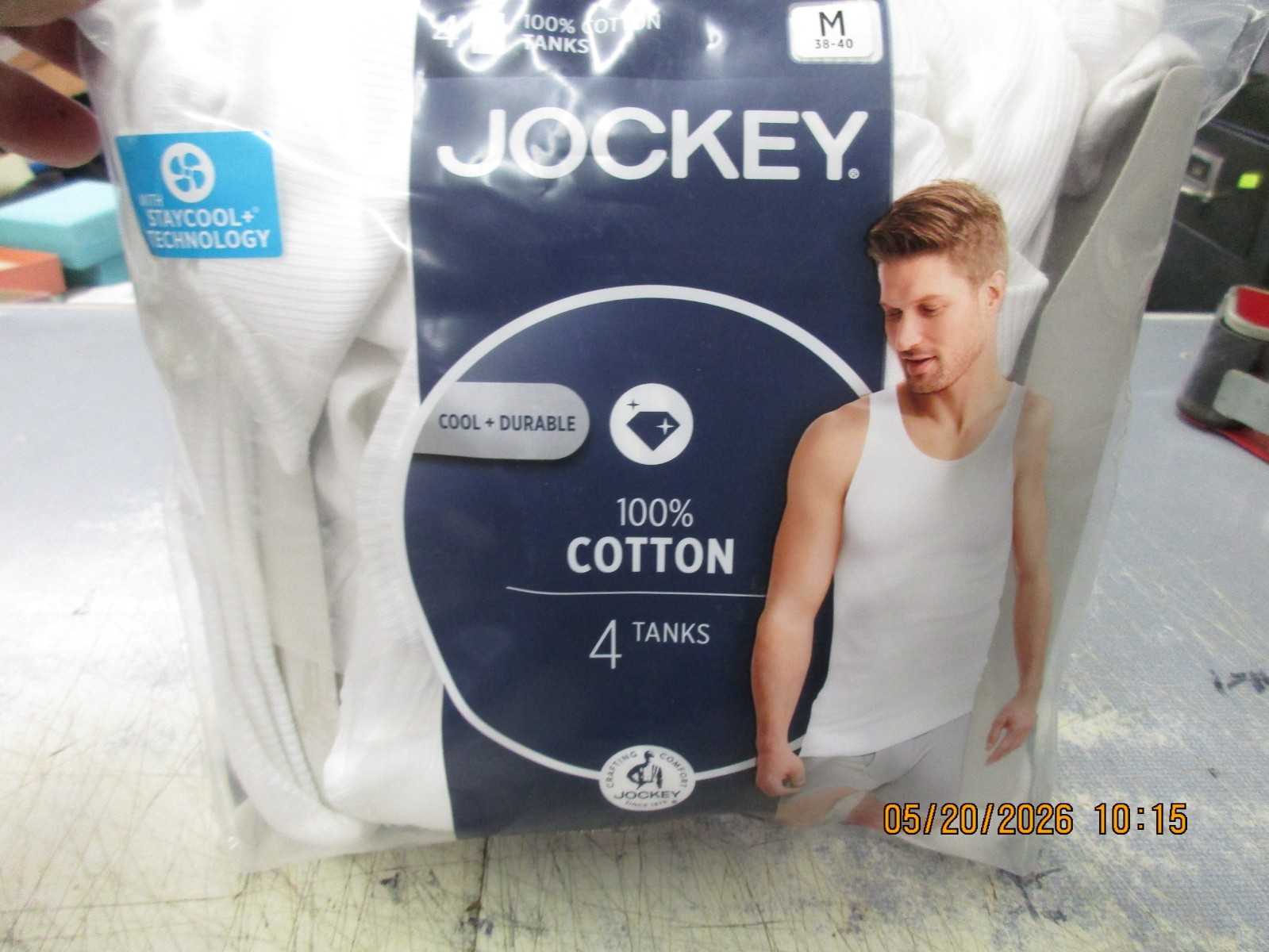 Jockey Men’s Cotton Tanks Made in America 3 Pack Size Medium New