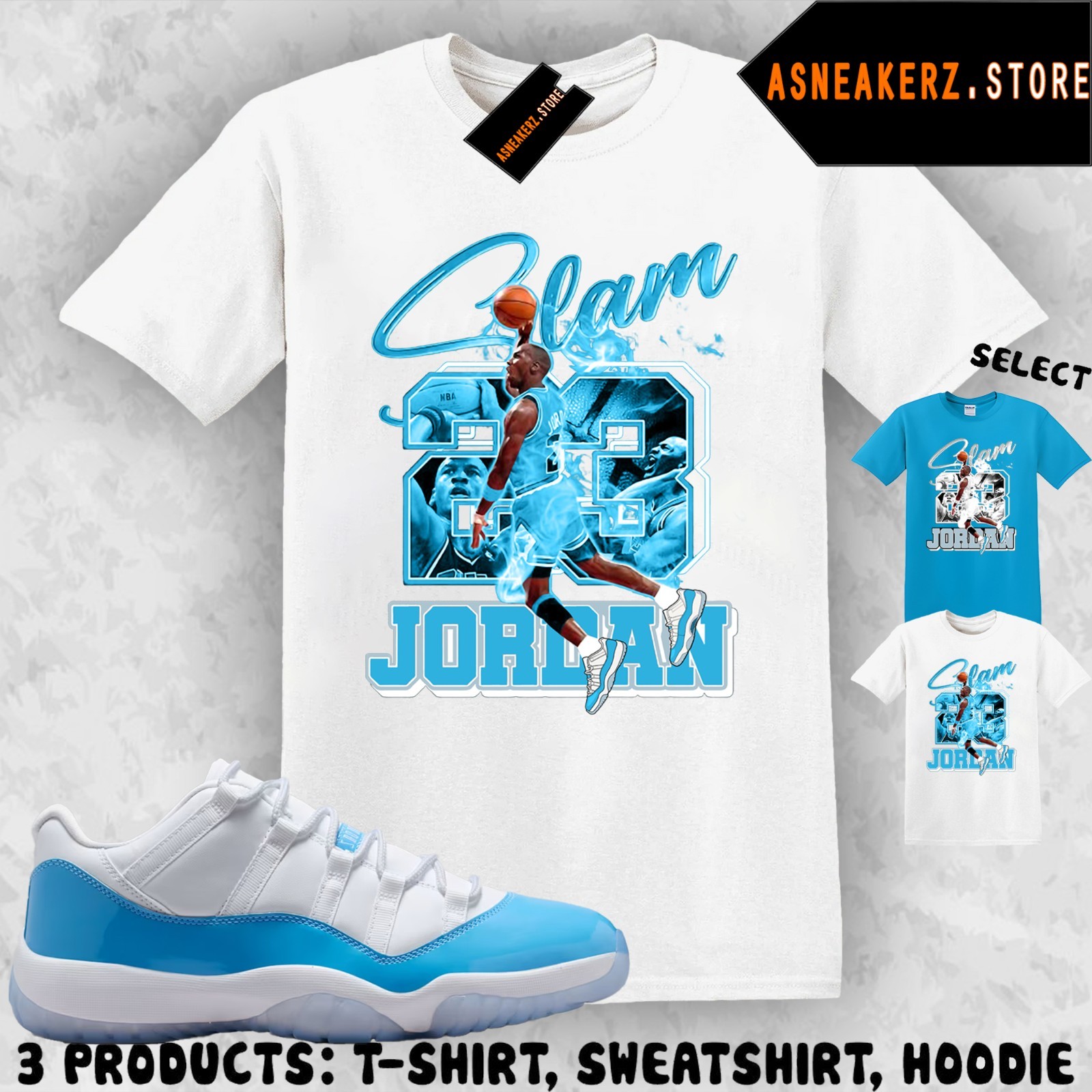Shirt Match AJ 11 Low University Blue 2026 Sneaker Matching Tee MJ Icon 23 Slam gallery