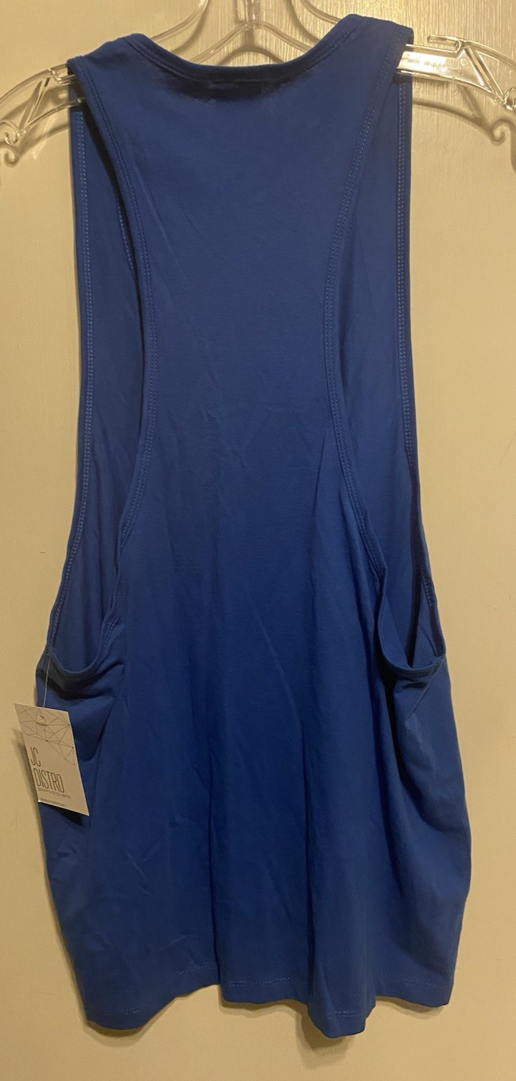 JC DISTRO Men's Tank Top Racerback Deep cut arms Royal Blue Size Small NWT New gallery