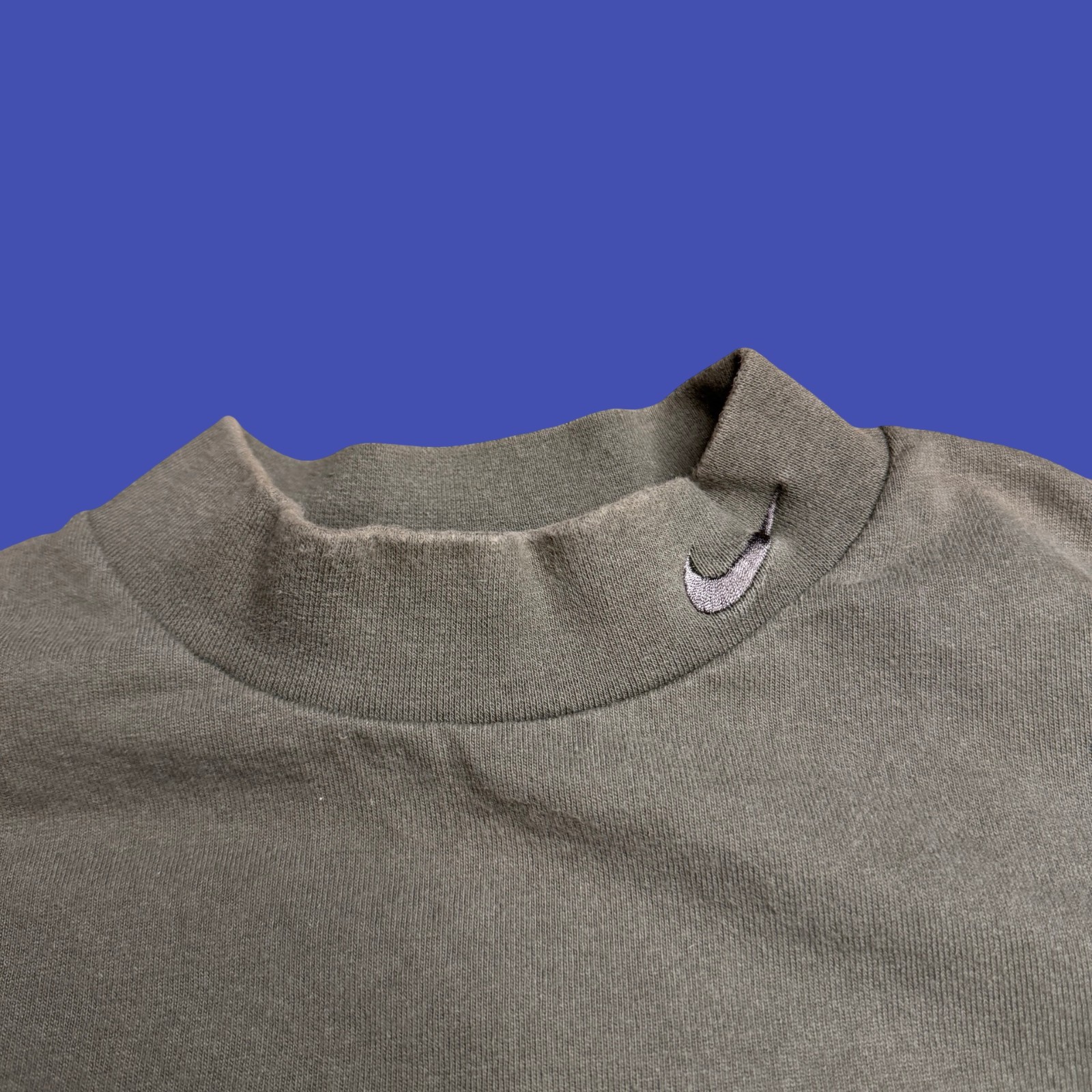 Vintage Nike Long Sleeve T Shirt XL Brown Mock Neck Logo Swoosh USA Made gallery