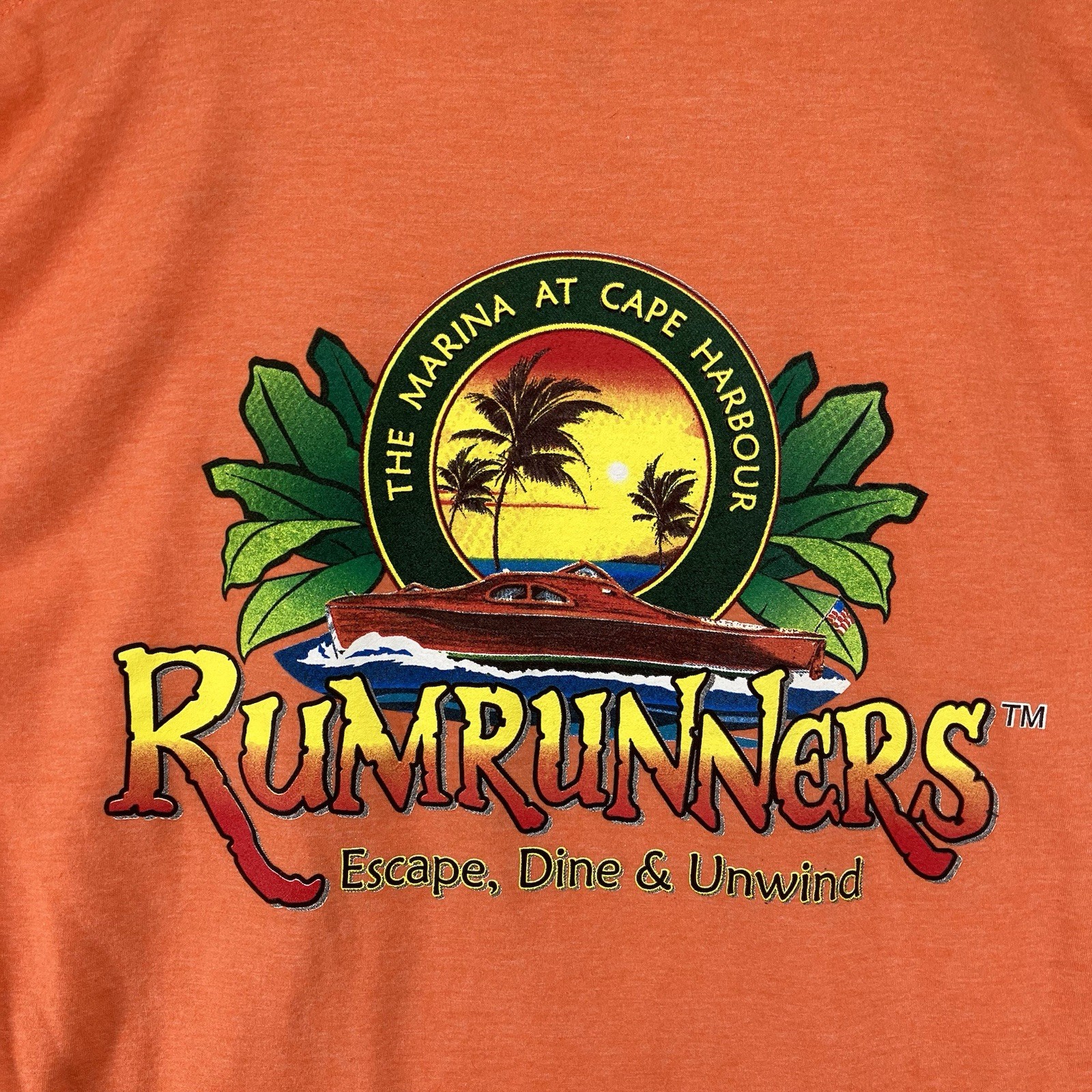 Rumrunners Cape Coral T Shirt Mens XL Colorful Heather Orange Scenic Canal Views gallery