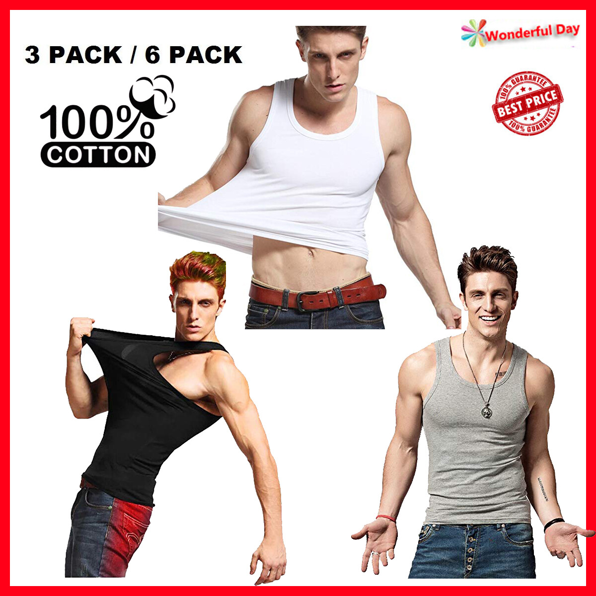 3-12 Pks Mens Premium Cotton Tank Top A-Shirt Undershirt Tagless Gym Tank