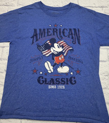 Disney Store Mickey Mouse T-Shirt Blue American Classic Flag Adult Size Large