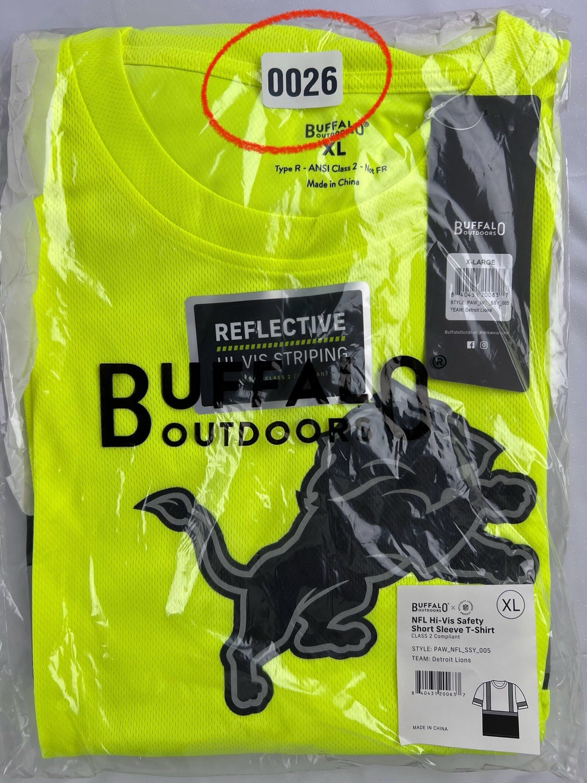 Buffalo Outdoors NFL Hi-Vis Safety T-Shirt Men’s XL Detroit Lions ANSI Class 2 gallery
