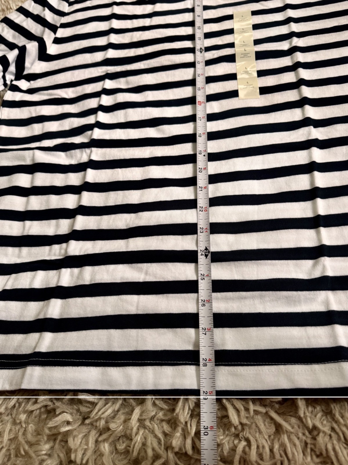 NWT BANANA REPUBLIC $35 Midweight Organic Cotton T-shirt, Navy Stripe, Sz L gallery