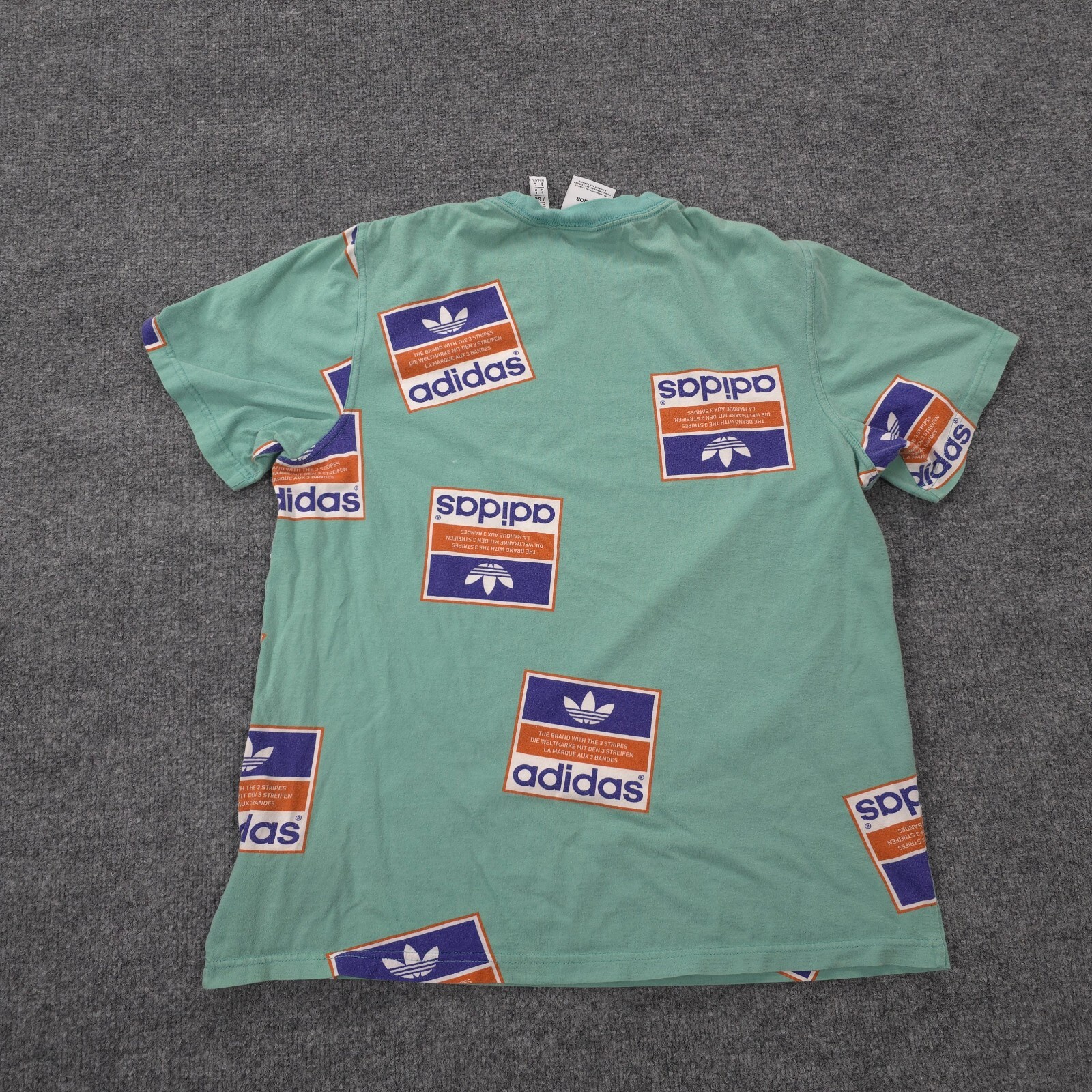 Adidas Shirt Mens Medium Green Sticker Bomb Graphic Logo Casual Sports Run Gym gallery