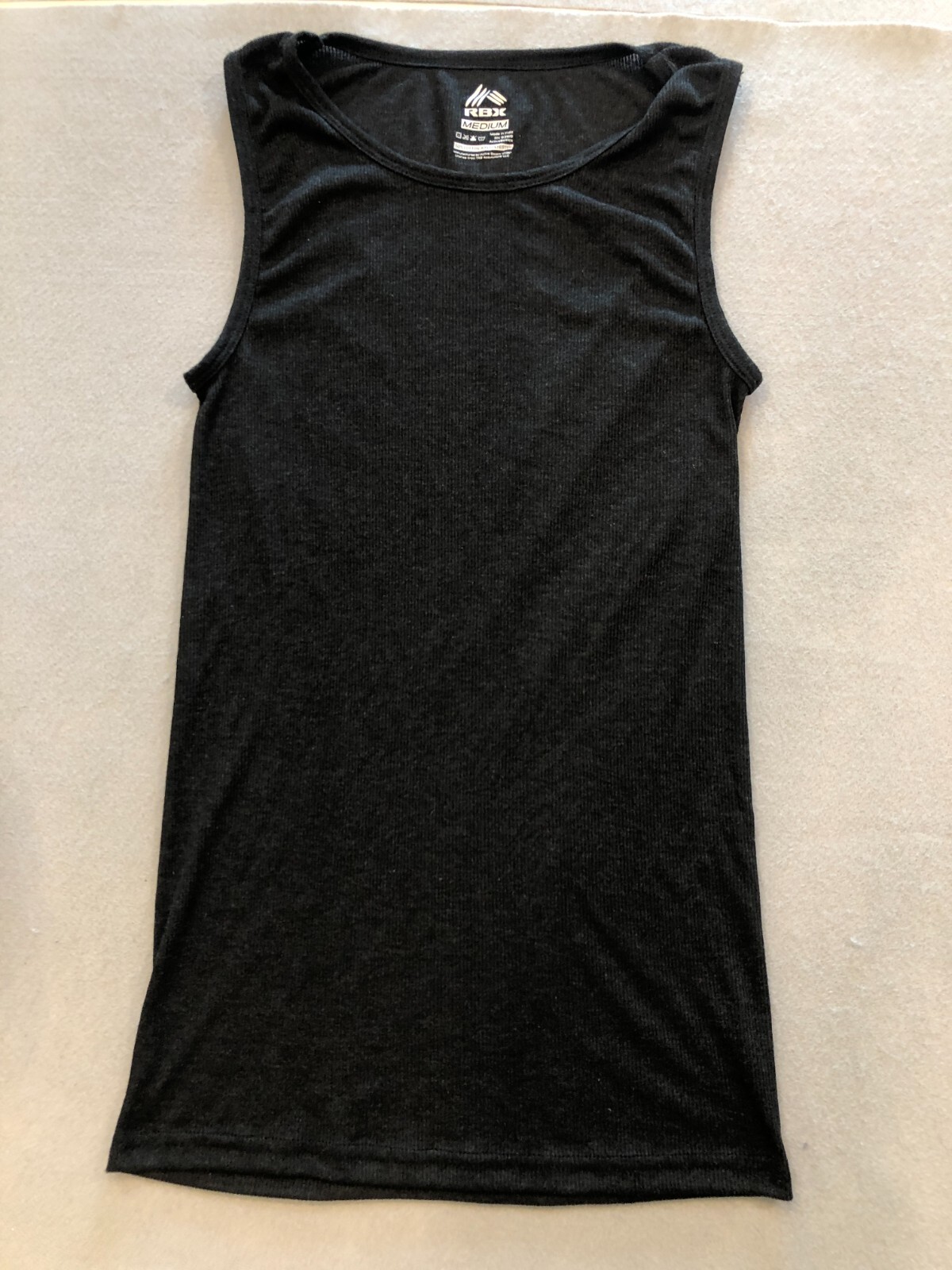 RBX Shirt Men’s Medium Black Ribbed Knit Activewear Tank Top athletic