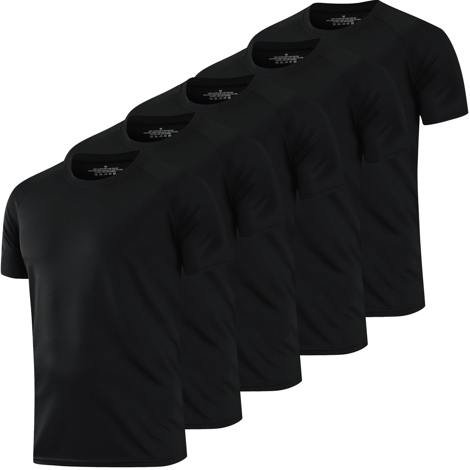 5 Pack Running Shirts Men Sport Tops Dry Fit Gym Wicking Athletic T Shirts Br…