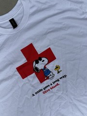 Peanuts Snoopy American Red Cross Blood Donation Little Goes Long Way Shirt 2XL