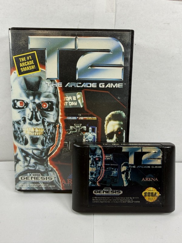 Terminator 2 T2 The Arcade Game (Sega Genesis, 1992) With Case No Manual TESTED!