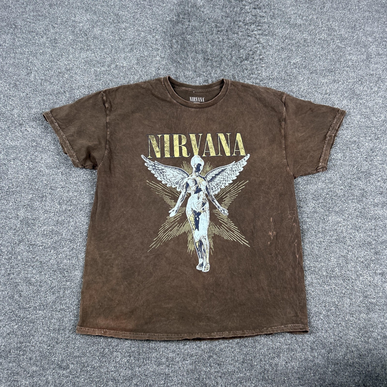 Nirvana Shirt Mens XL Brown In Utero Angel Live 93 Tour Graphic Tee Rock Music gallery